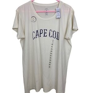 Cuffy's Cape Cod T-Shirt Womens 2XL Cream Nautical Ocean Wash Graphic Tee Preppy